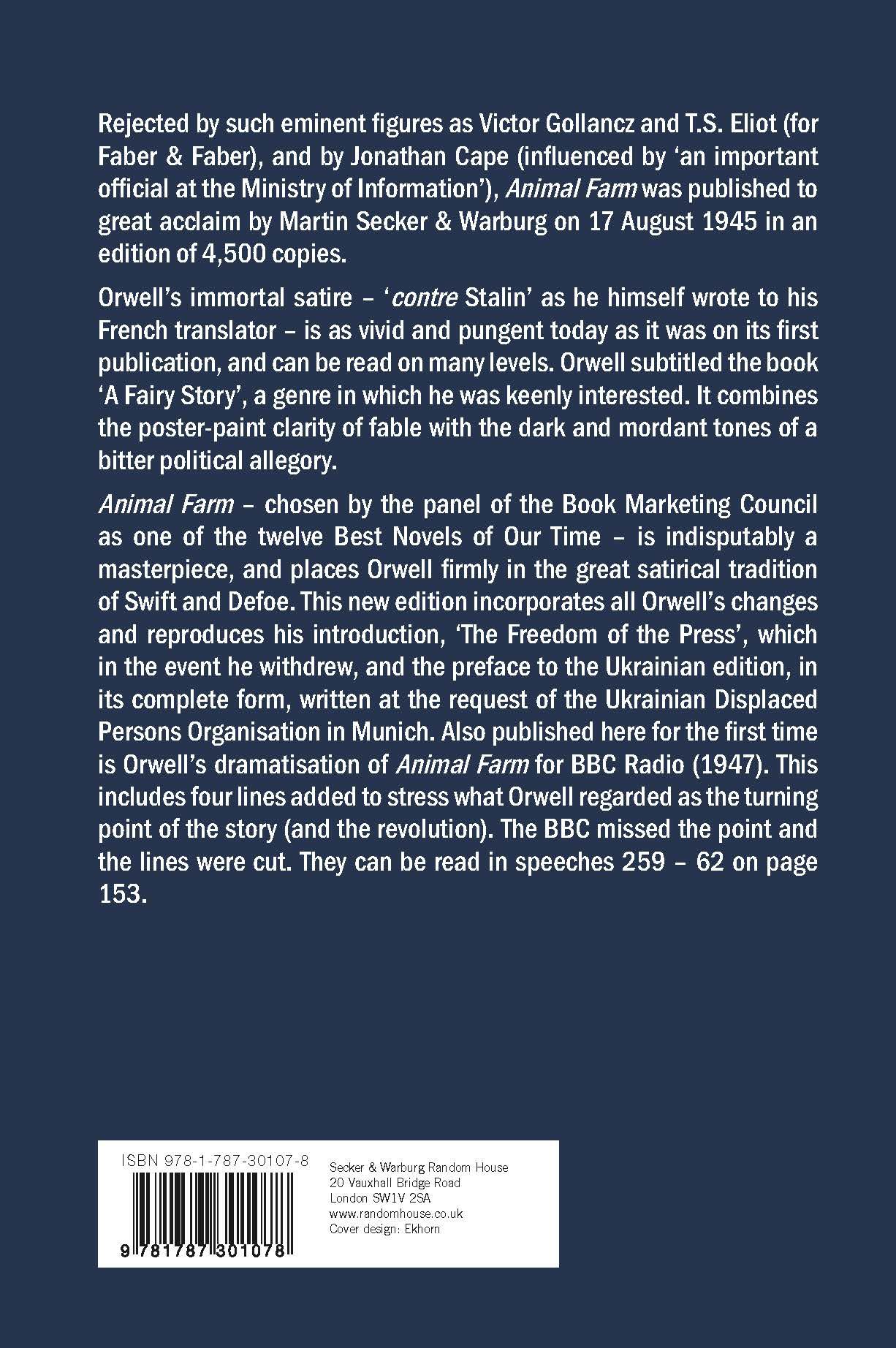 Rückseitencover Animal Farm