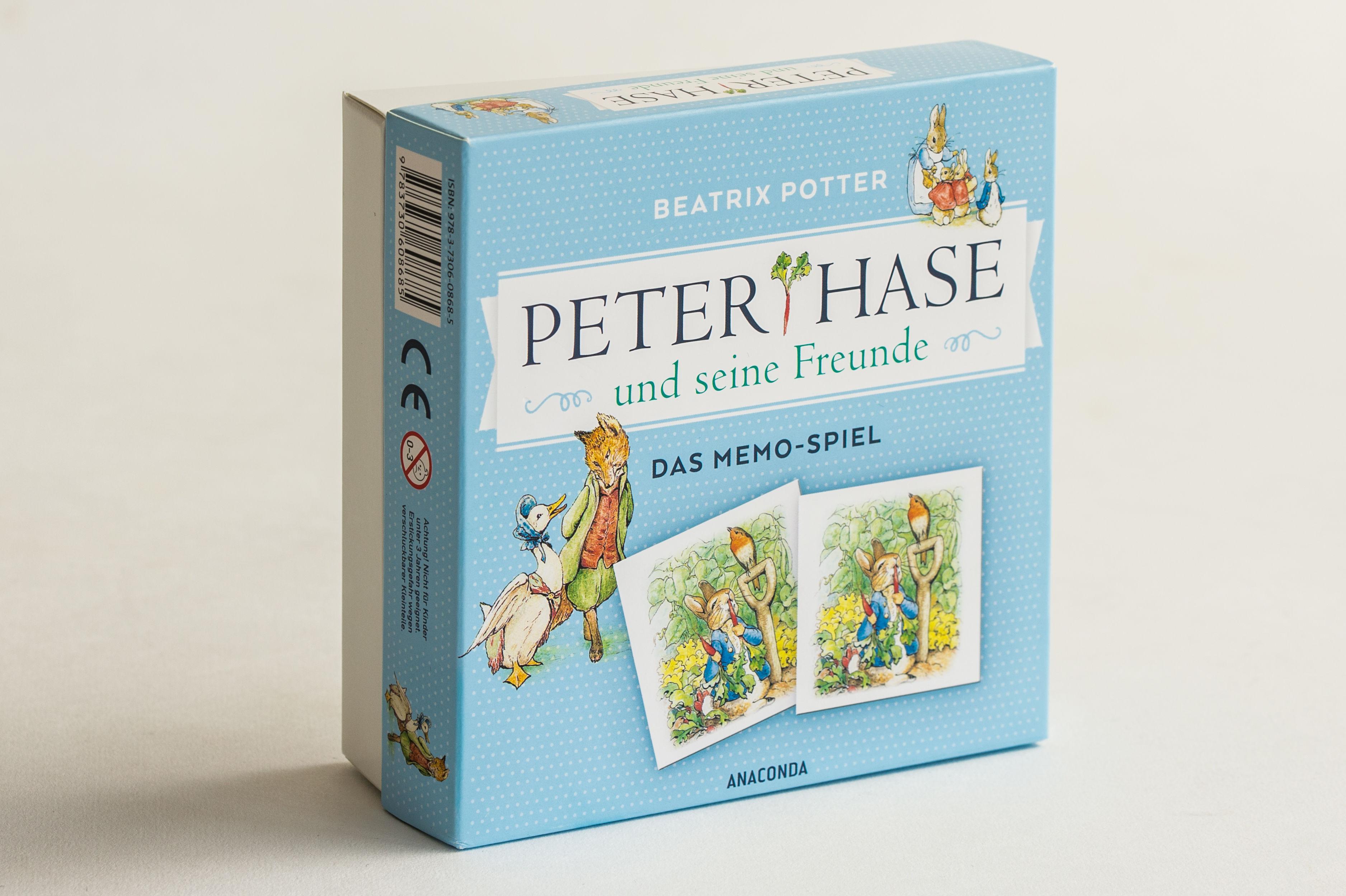 Beispielinhalt (Bild) Peter Hase und seine Freunde - Das Memo-Spiel mit 40 Spielkarten im Spielkarton