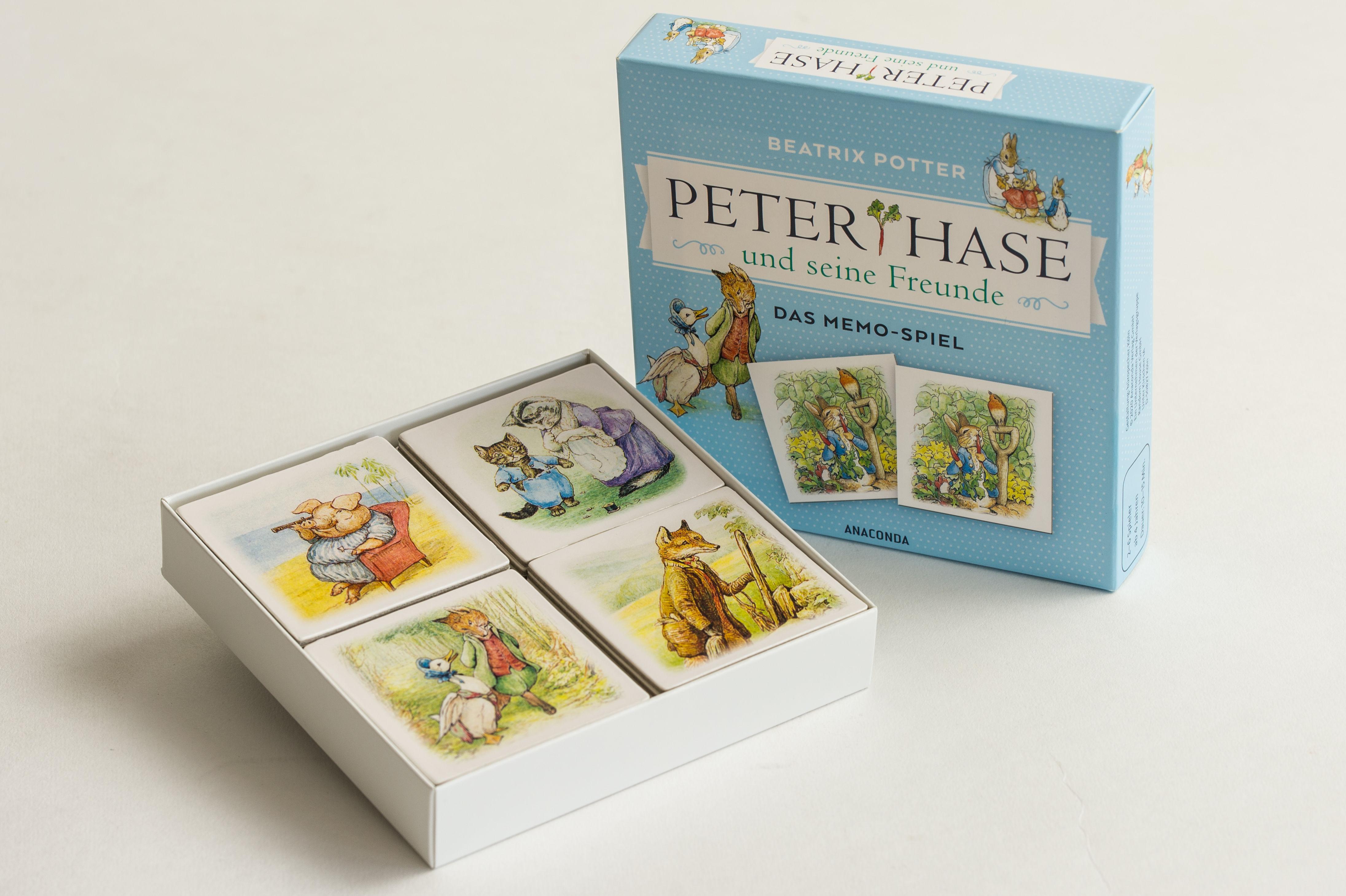 Beispielinhalt (Bild) Peter Hase und seine Freunde - Das Memo-Spiel mit 40 Spielkarten im Spielkarton