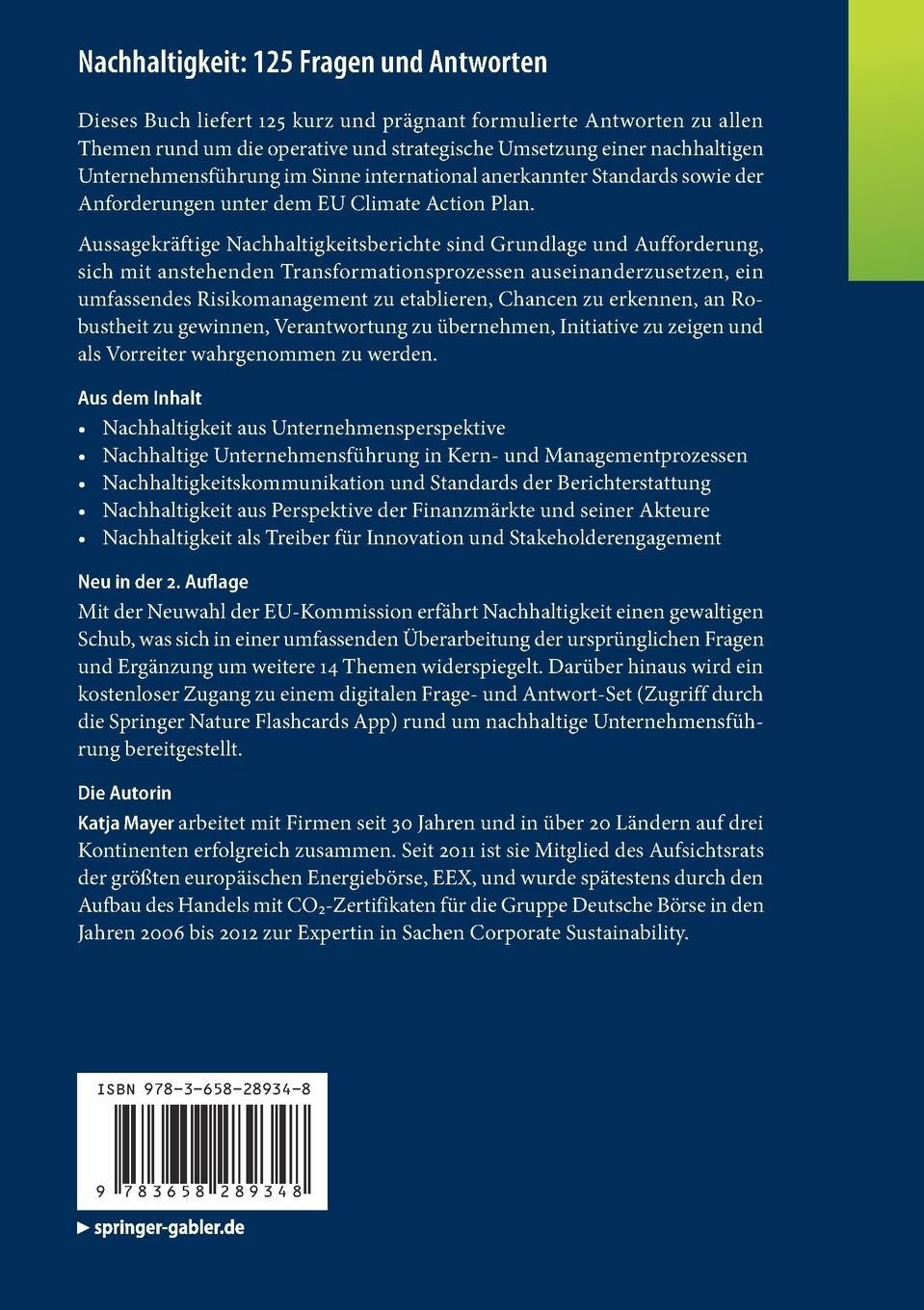 Rückseitencover Nachhaltigkeit: 125 Fragen und Antworten
