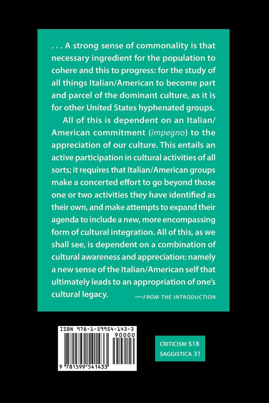 Rückseitencover Interrogations into Italian-American Studies