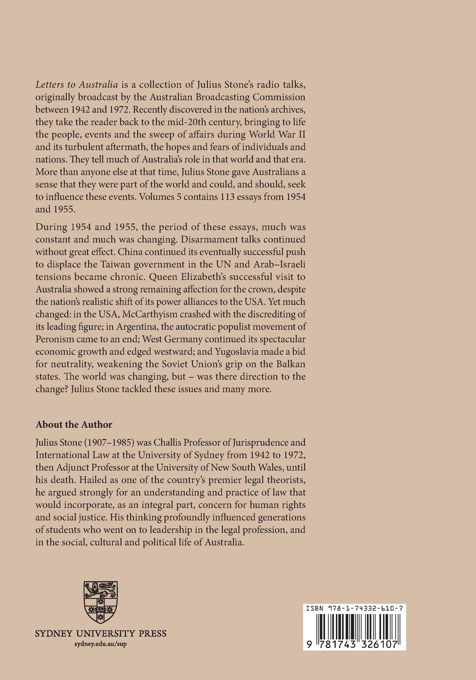 Rückseitencover Letters to Australia, Volume 5