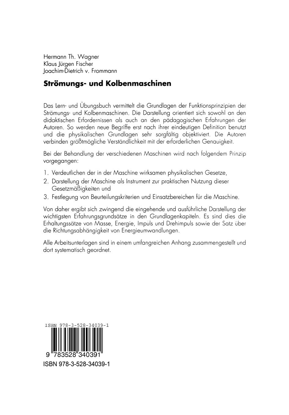 Rückseitencover Strömungs- und Kolbenmaschinen