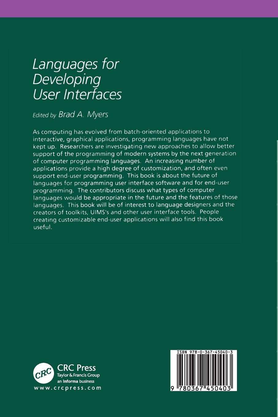 Rückseitencover Languages for Developing User Interfaces