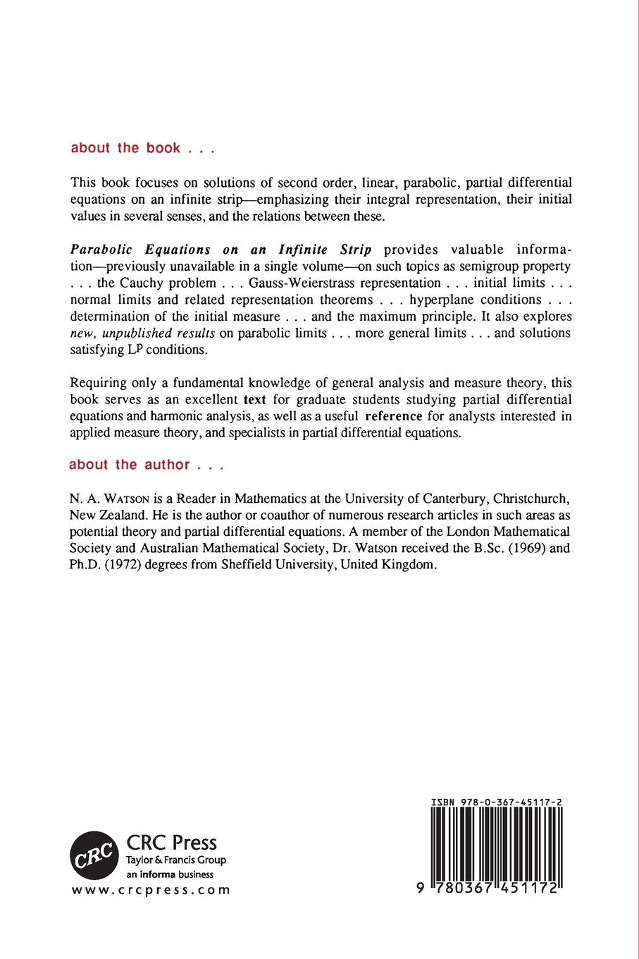 Rückseitencover Parabolic Equations on an Infinite Strip