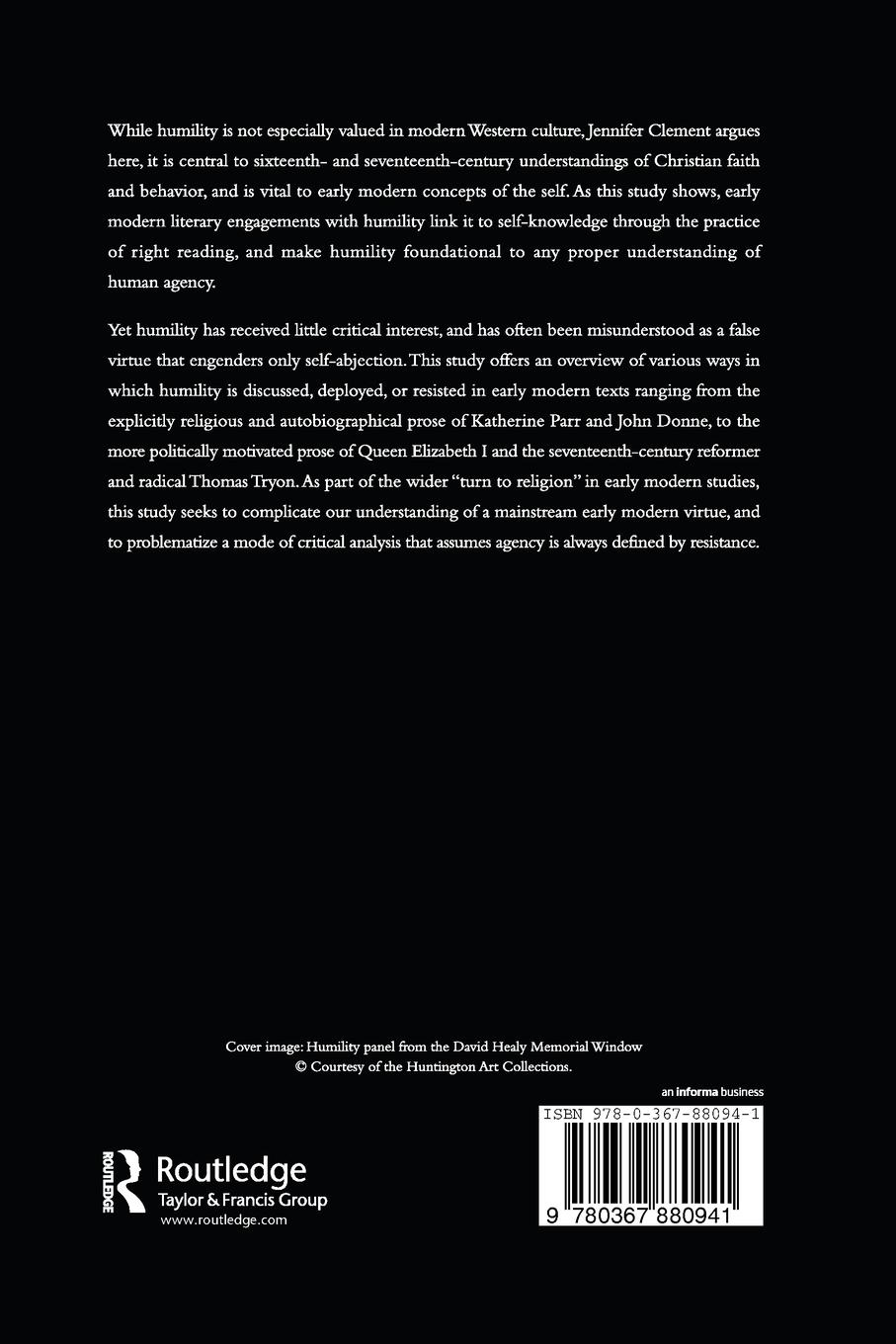 Rückseitencover Reading Humility in Early Modern England