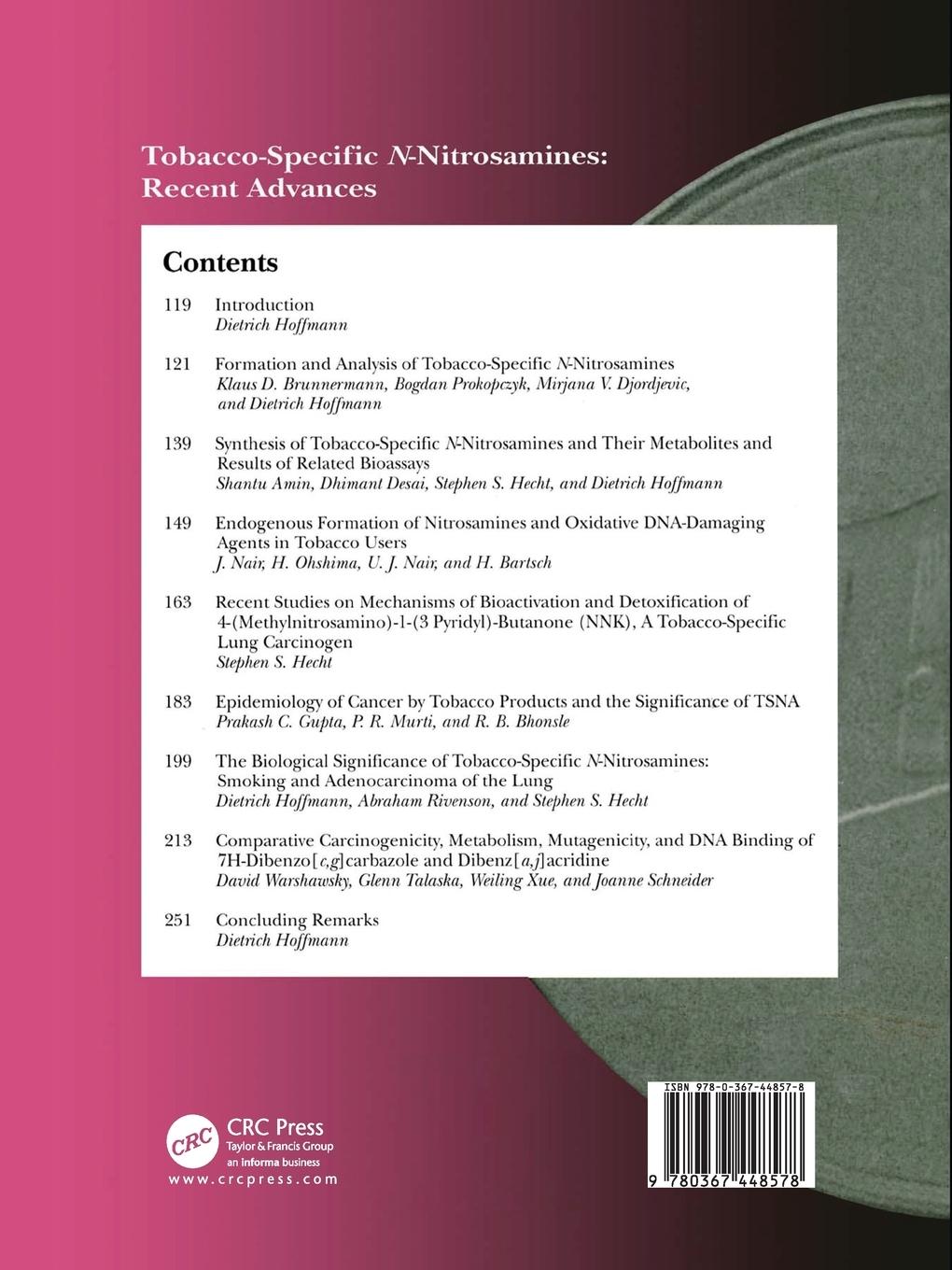 Rückseitencover Tobacco-Specific N-Nitrosamines Recent Advances