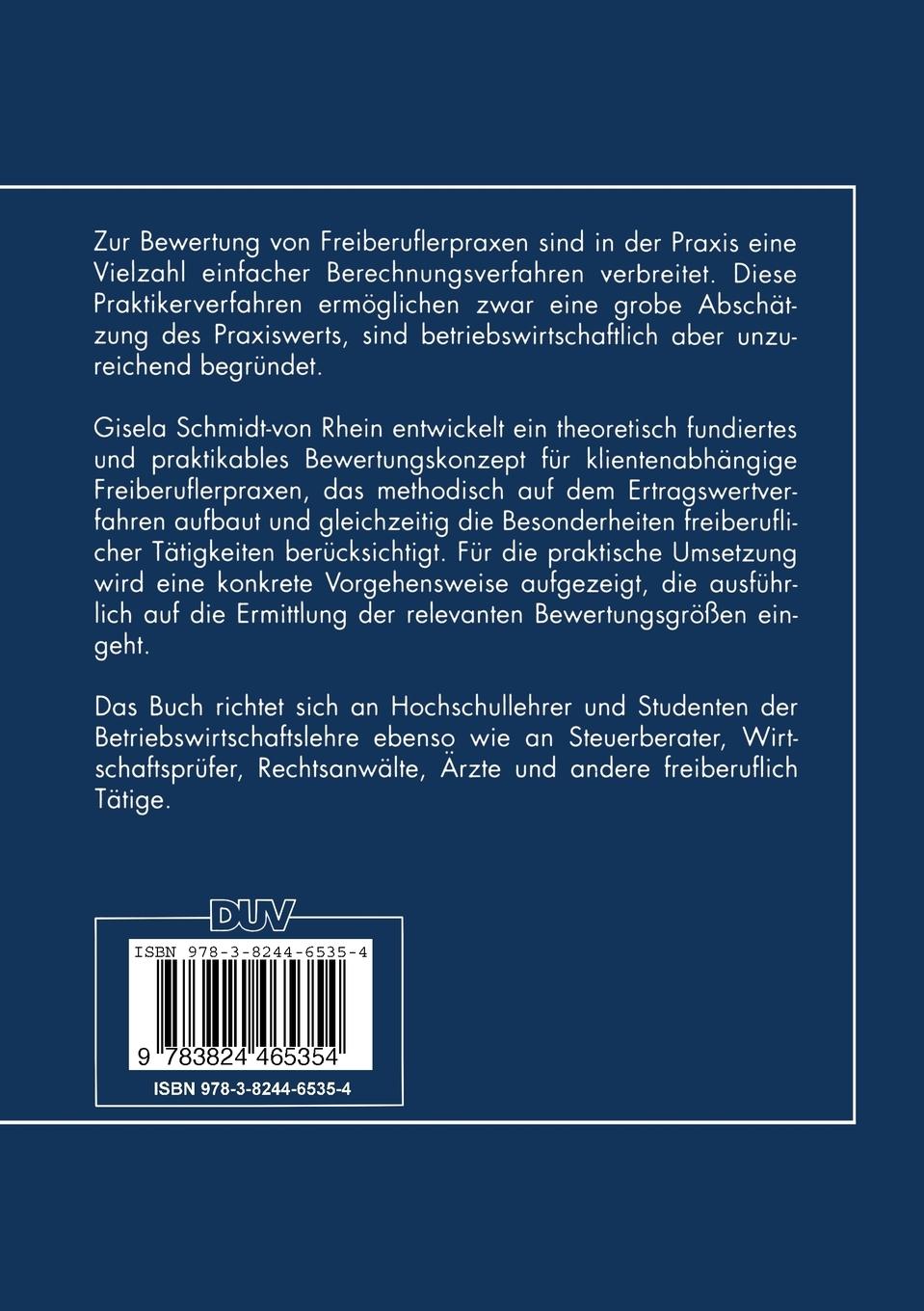 Rückseitencover Bewertung von Freiberuflerpraxen