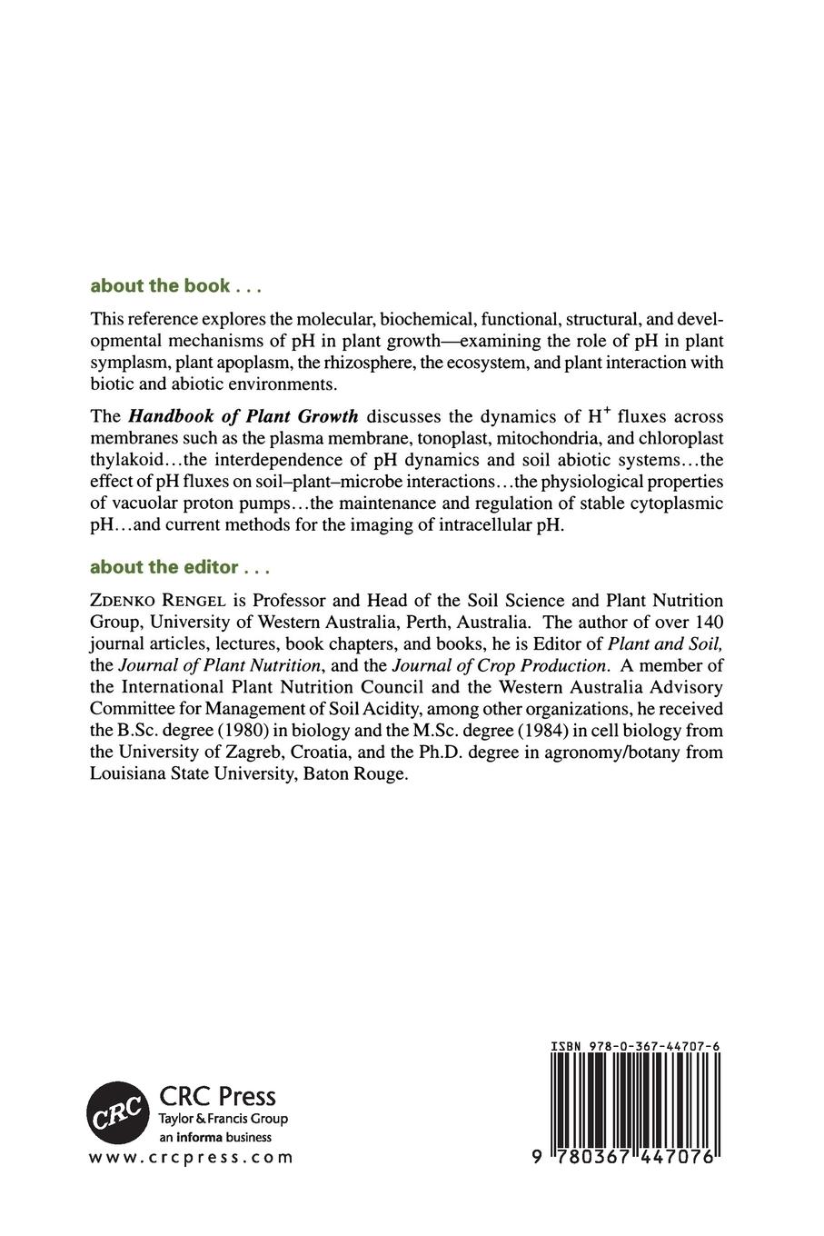 Rückseitencover Handbook of Plant Growth pH as the Master Variable