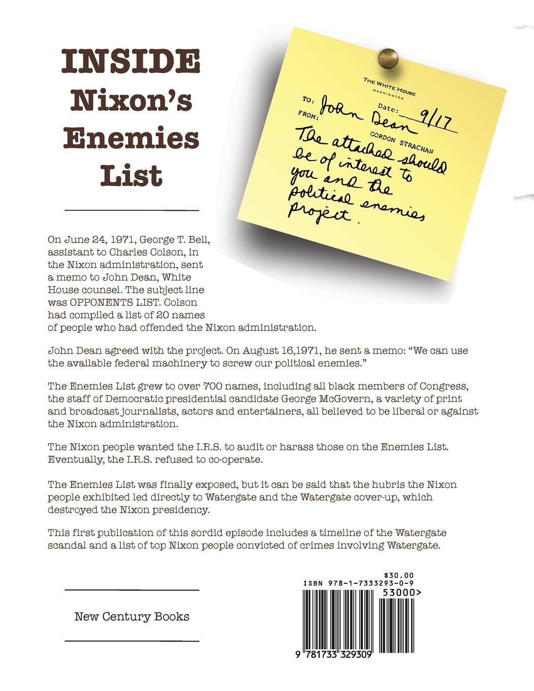 Rückseitencover Inside Nixon's Enemies List
