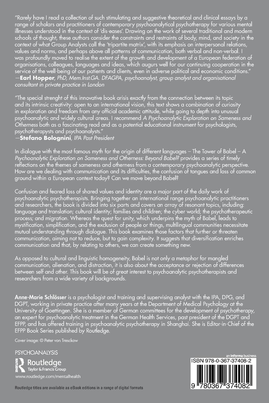 Rückseitencover A Psychoanalytic Exploration On Sameness and Otherness