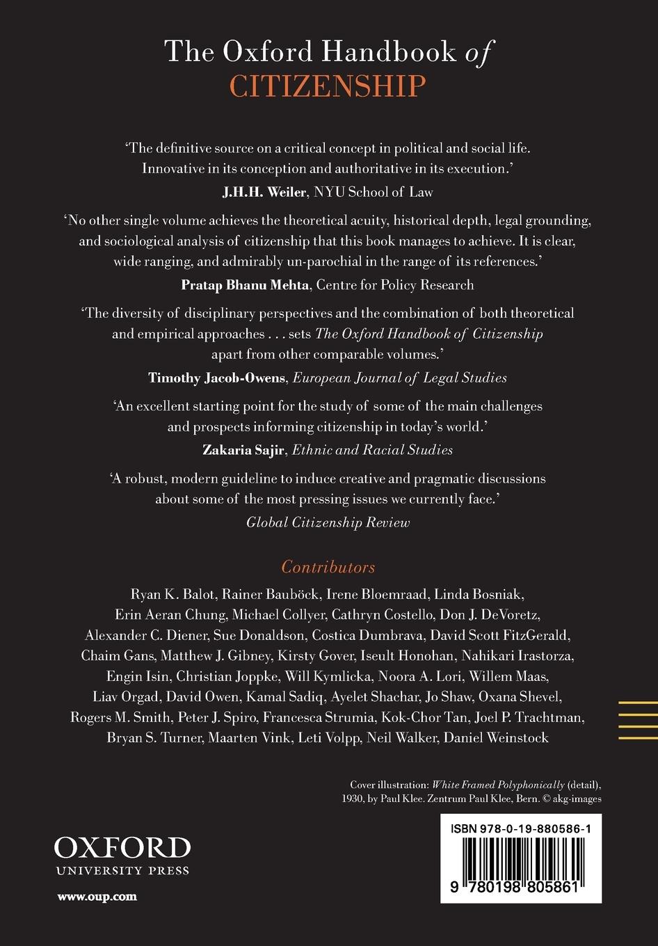 Rückseitencover The Oxford Handbook of Citizenship