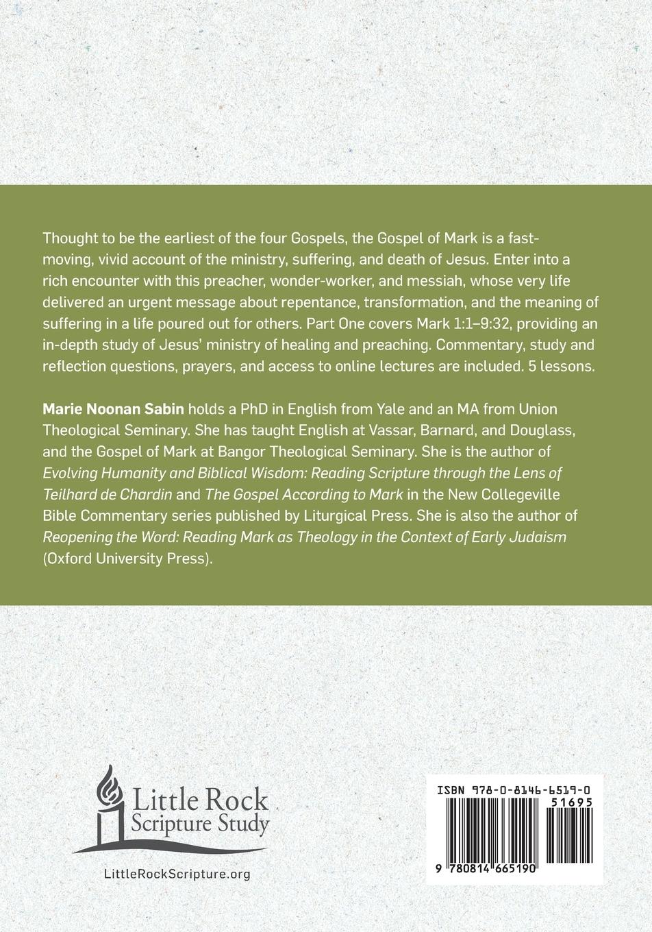 Rückseitencover The Gospel According to Mark, Part One