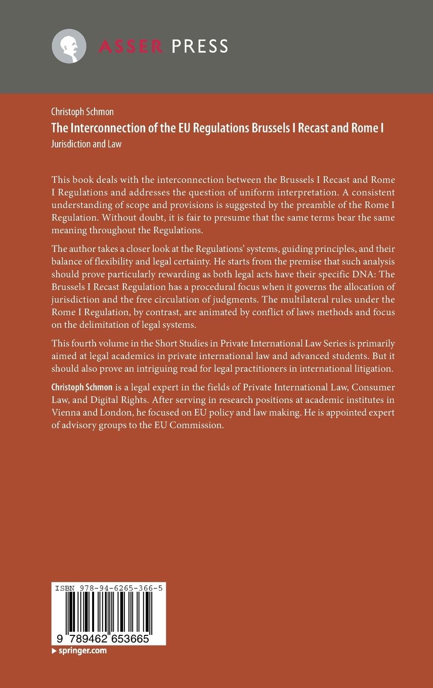 Rückseitencover The Interconnection of the EU Regulations Brussels I Recast and Rome I