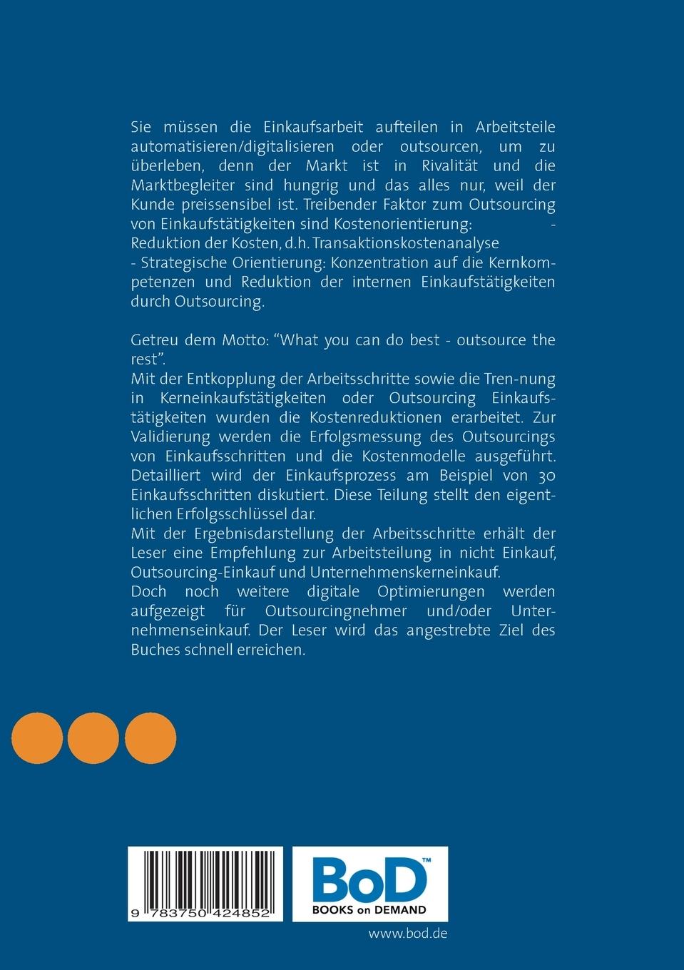 Rückseitencover Outsourcing der Einkaufsprozesse