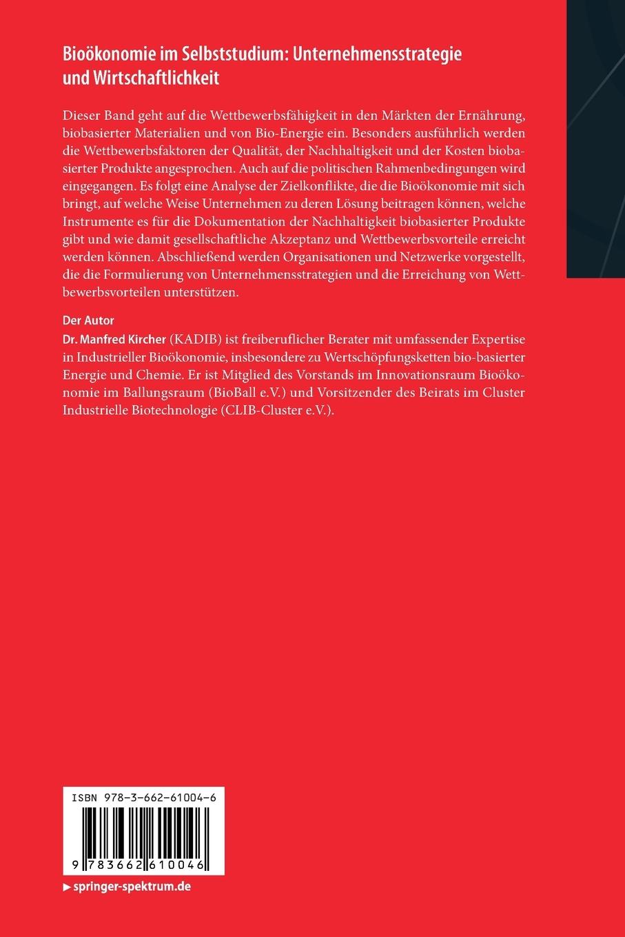 Rückseitencover Bioökonomie im Selbststudium: Unternehmensstrategie und Wirtschaftlichkeit