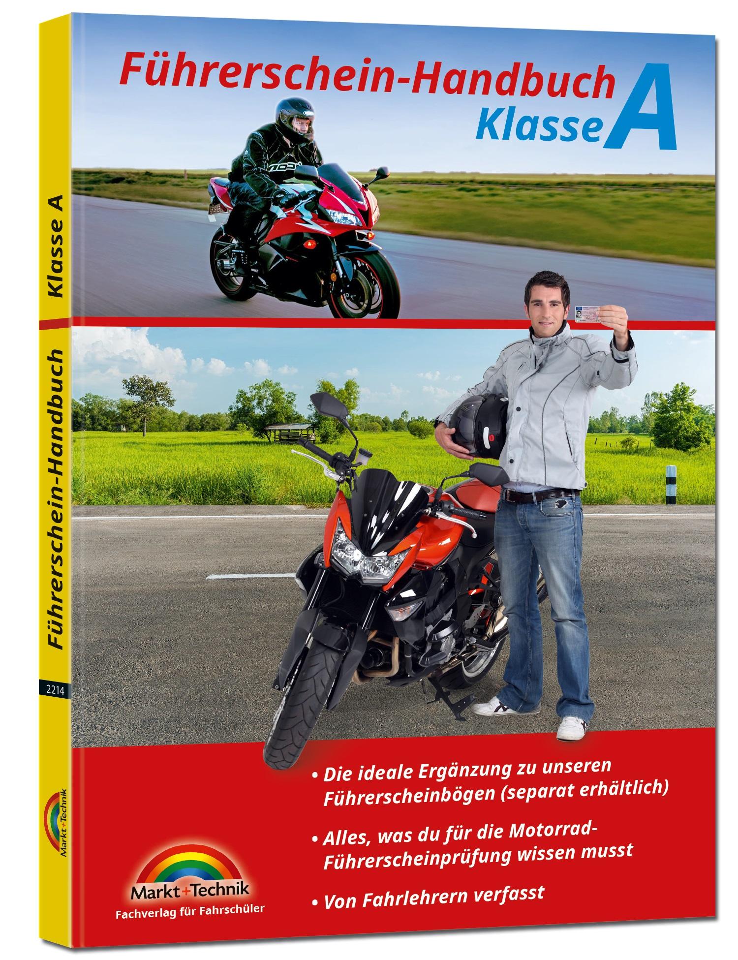 Vorderes Coverbild Führerschein Handbuch Klasse A, A1, A2 - Motorrad - top aktuell