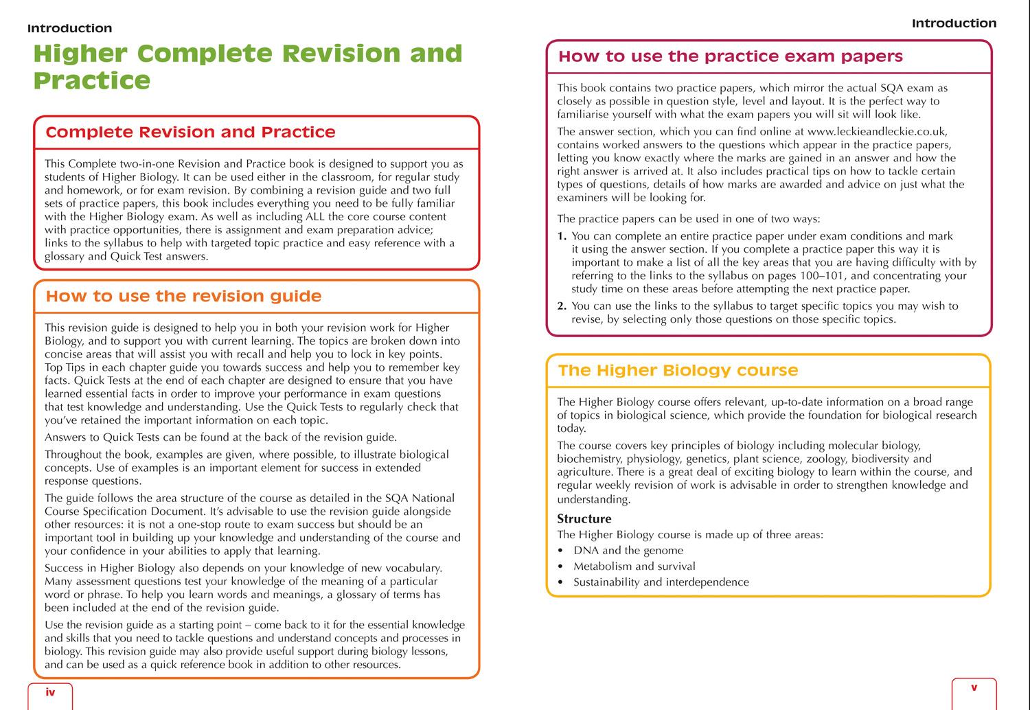 Beispielinhalt (Bild) Complete Revision and Practice Sqa Exams - Higher Biology Complete Revision and Practice