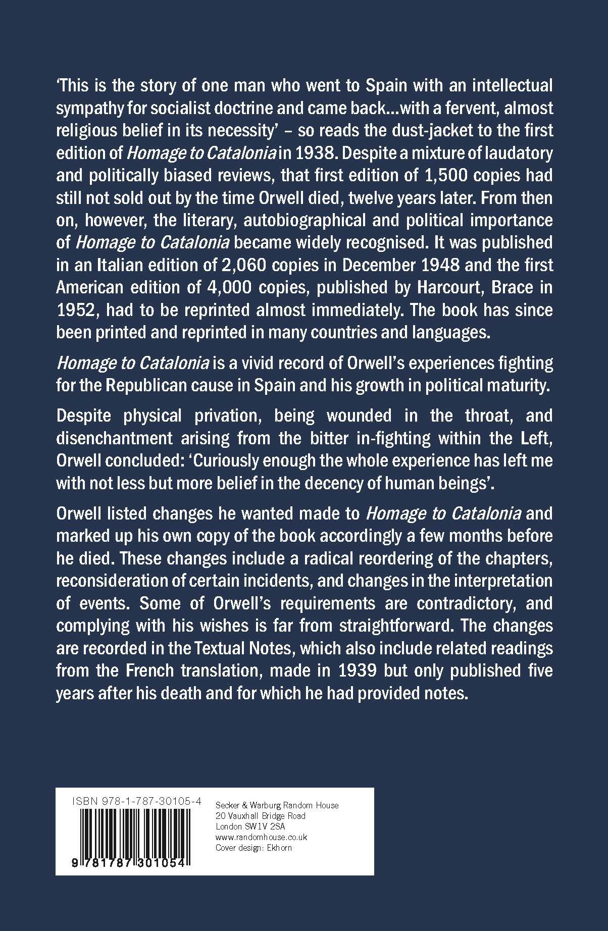 Rückseitencover Homage to Catalonia