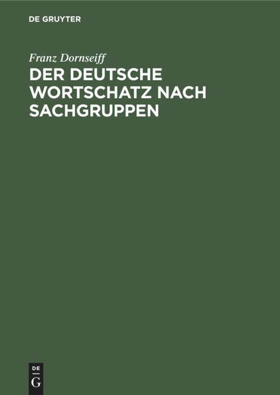 Vorderes Coverbild Der deutsche Wortschatz nach Sachgruppen