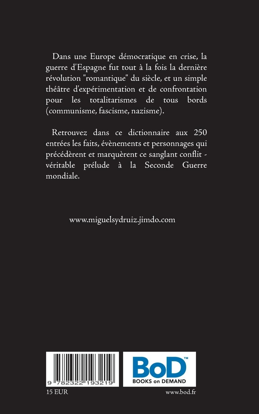 Rückseitencover Dictionnaire de la guerre civile espagnole et de ses prémices 1930-1939