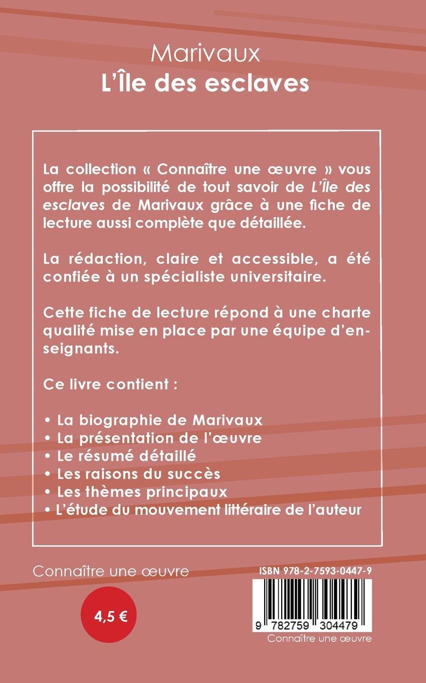 Rückseitencover Fiche de lecture L'Île des esclaves de Marivaux (Analyse littéraire de référence et résumé complet)