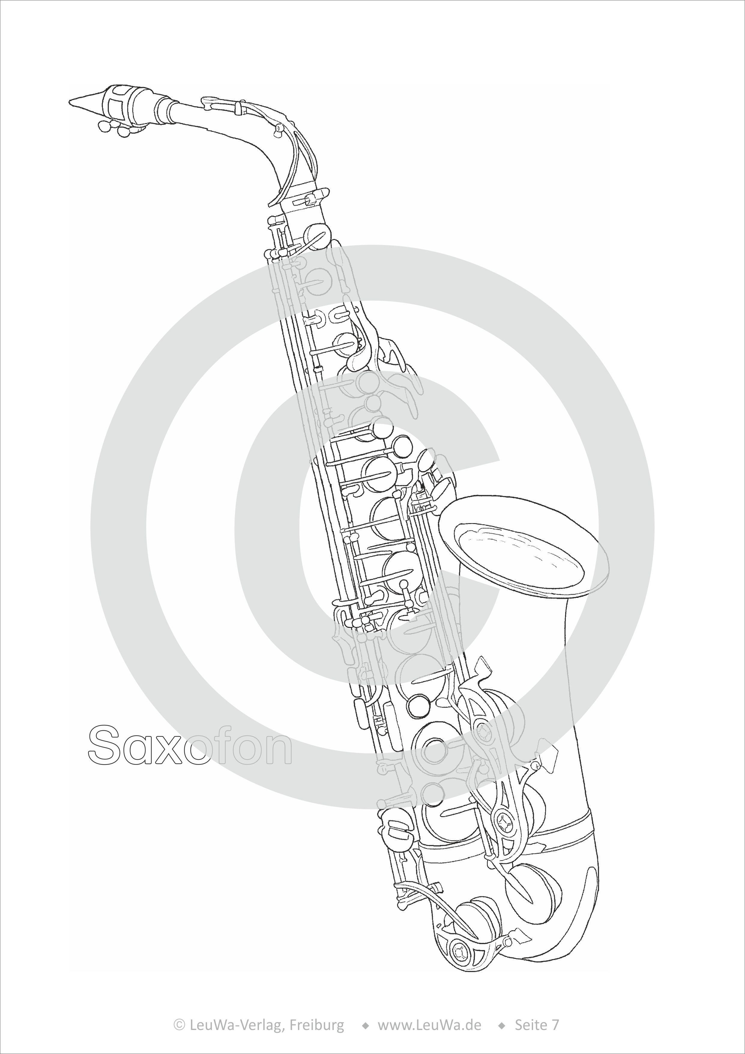 Beispielinhalt (Bild) Musikinstrumente Malbuch