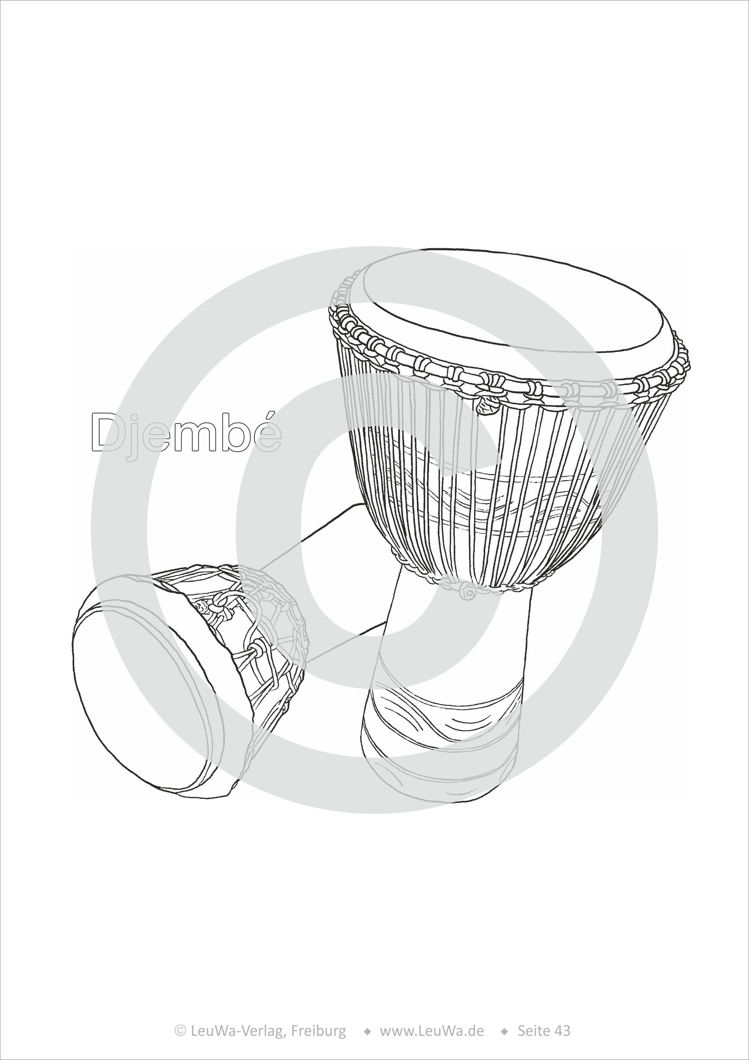 Beispielinhalt (Bild) Musikinstrumente Malbuch