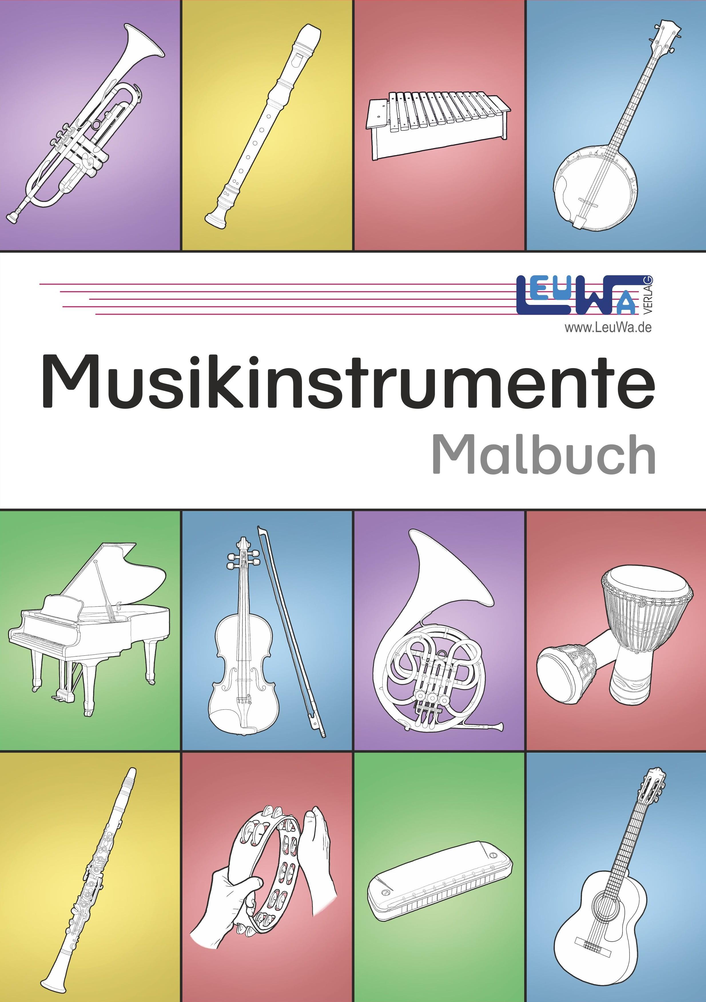 Vorderes Coverbild Musikinstrumente Malbuch