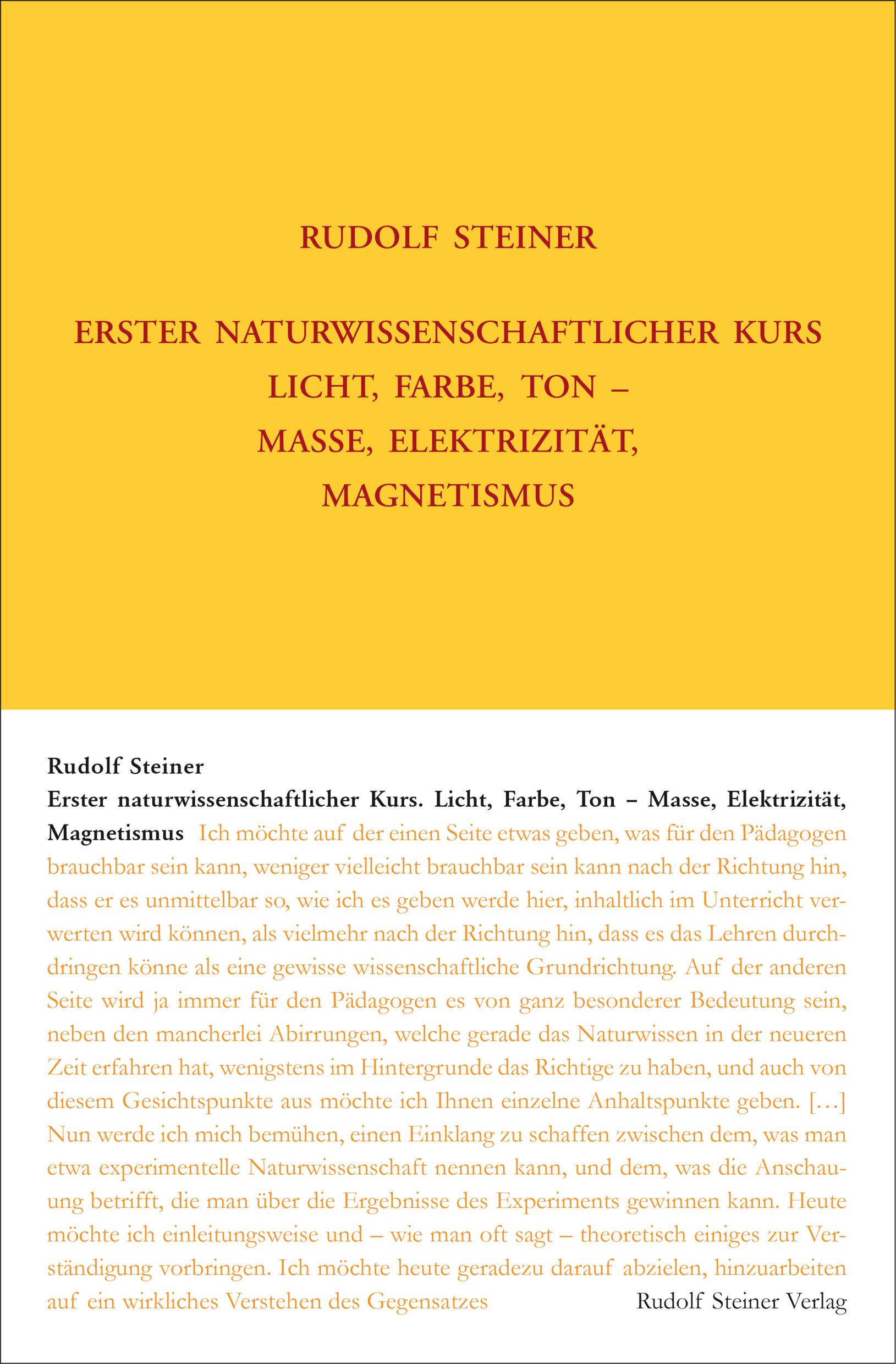 Vorderes Coverbild Erster Naturwissenschaftlicher Kurs: Licht, Farbe, Ton - Masse, Elektrizität, Magnetismus