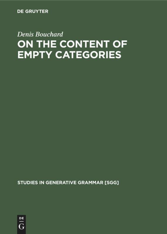 Vorderes Coverbild On the Content of Empty Categories