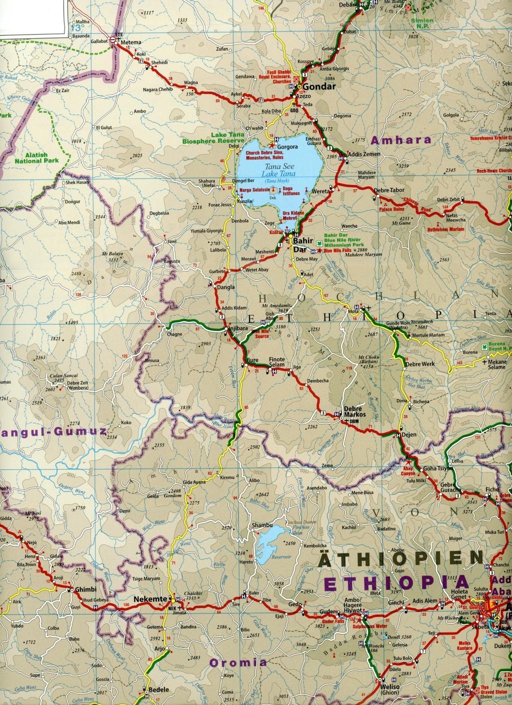 Beispielinhalt (Bild) Reise Know-How Landkarte Äthiopien, Somalia, Eritrea, Dschibuti / Ethiopia, Somalia, Djibouti, Eritrea (1:1.800.000)