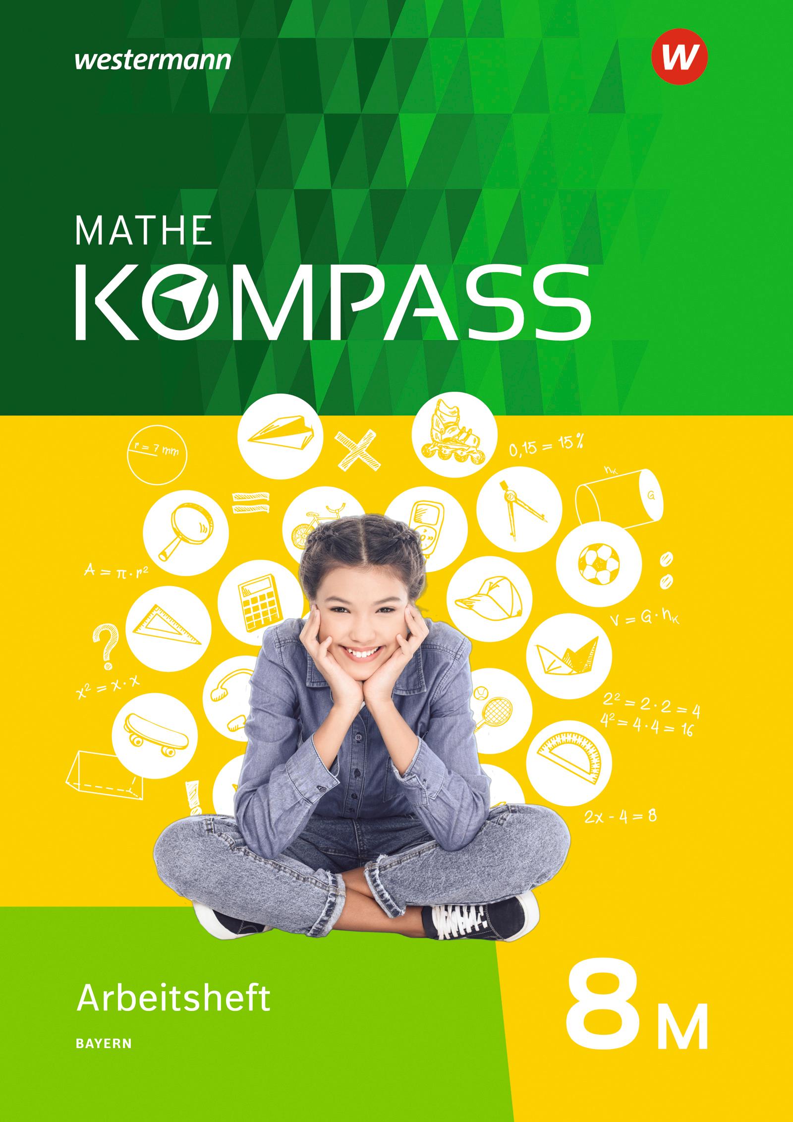 Vorderes Coverbild Mathe Kompass 8. Arbeitsheft mit Lösungen. Bayern