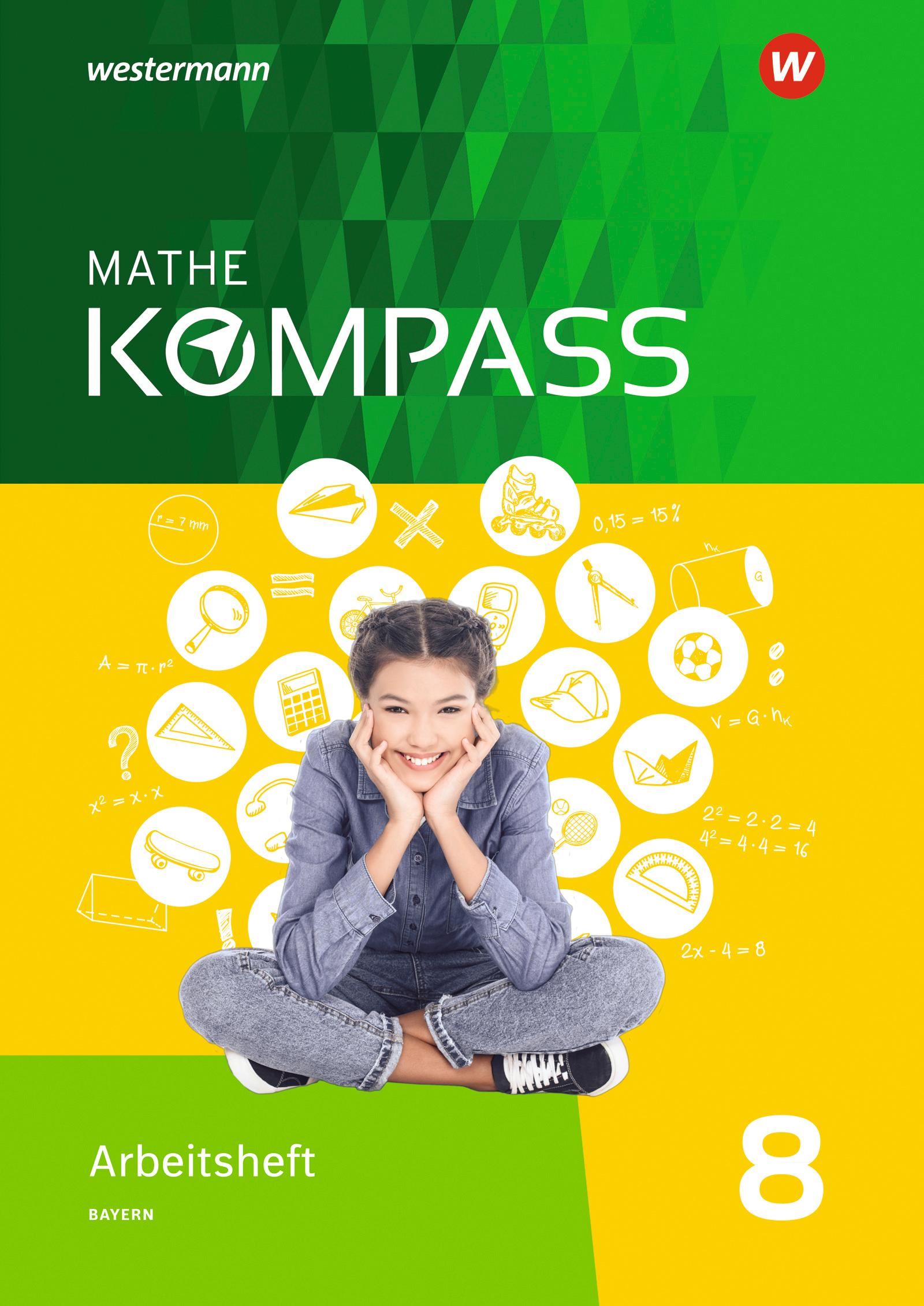Vorderes Coverbild Mathe Kompass 8. Arbeitsheft mit Lösungen. Bayern