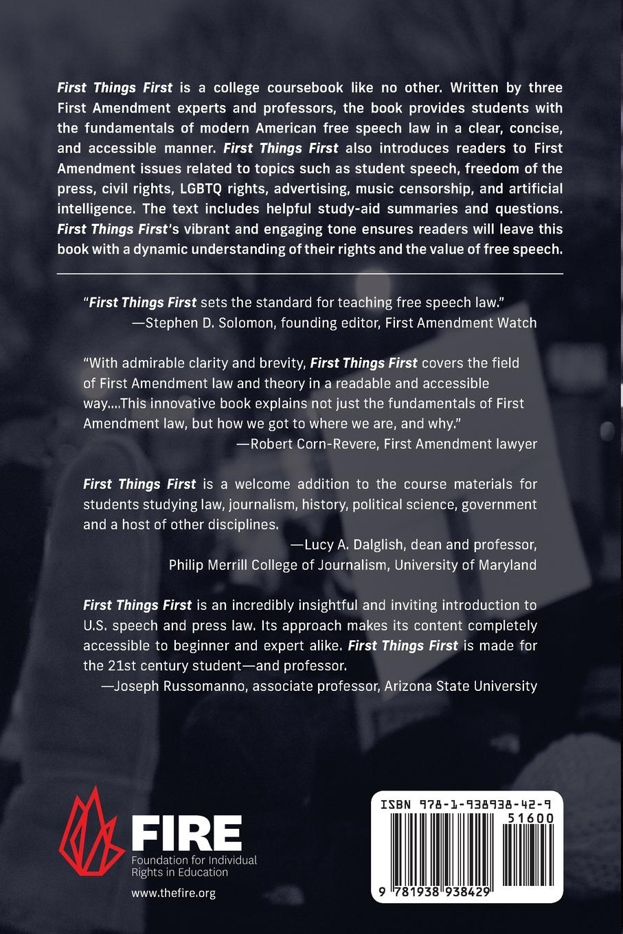 Rückseitencover First Things First