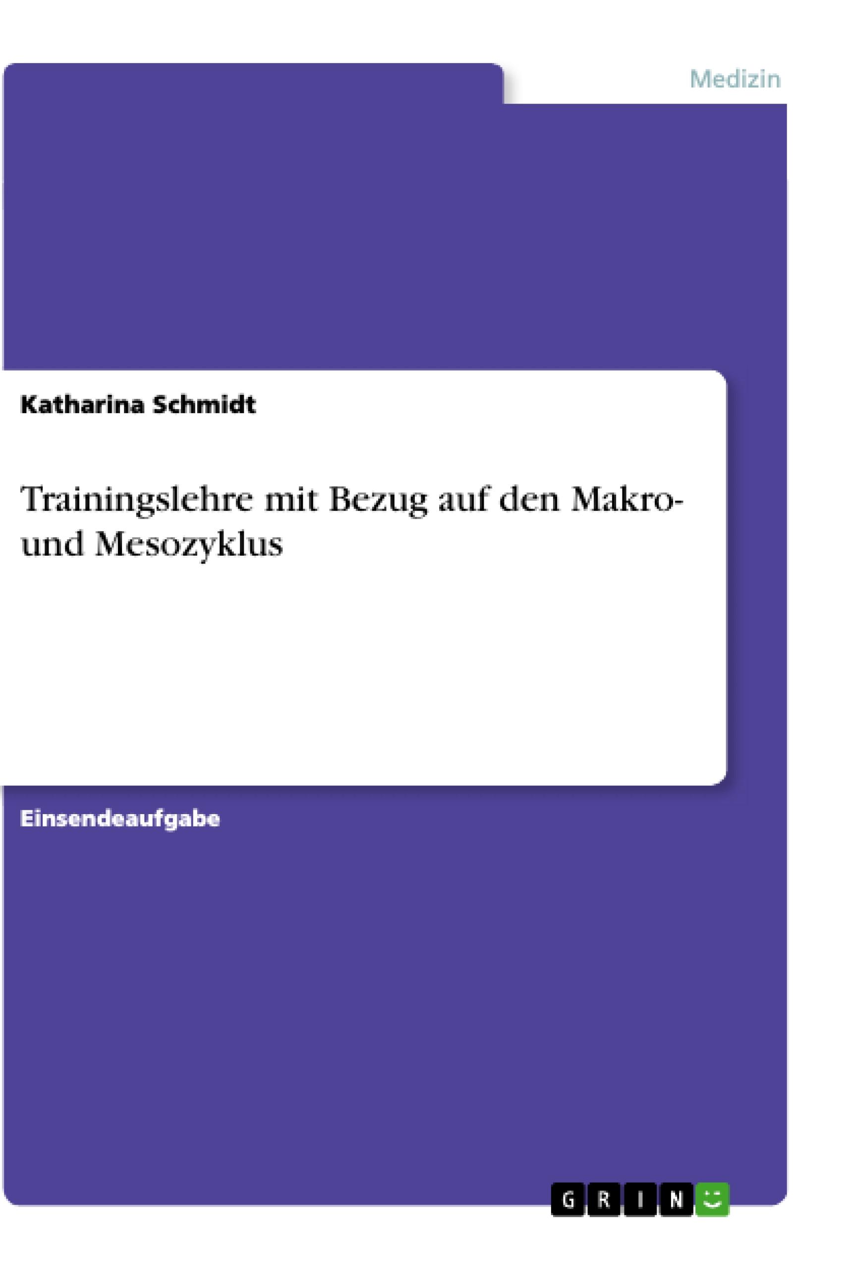 Vorderes Coverbild Trainingslehre mit Bezug auf den Makro- und Mesozyklus