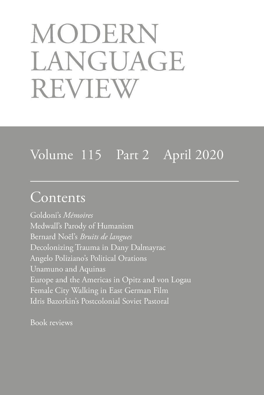 Vorderes Coverbild Modern Language Review (115