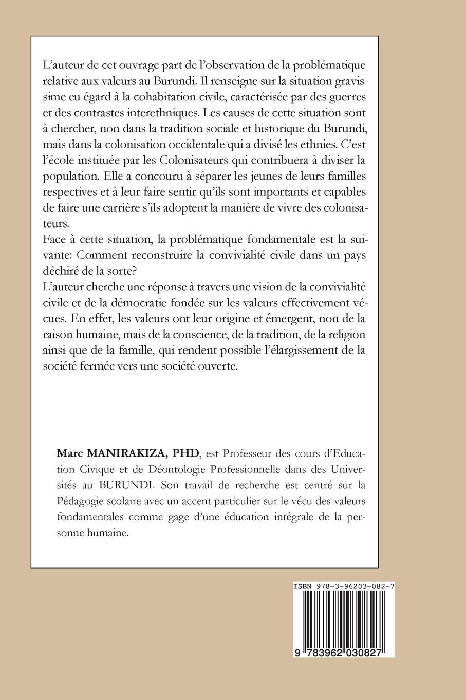 Rückseitencover Éducation Civique et Valeurs. Analyse de la Situation Éducative du Burundi et Proposition pour l'Élaboration d'un Projet d'Éducation Civique pour l'École Primaire