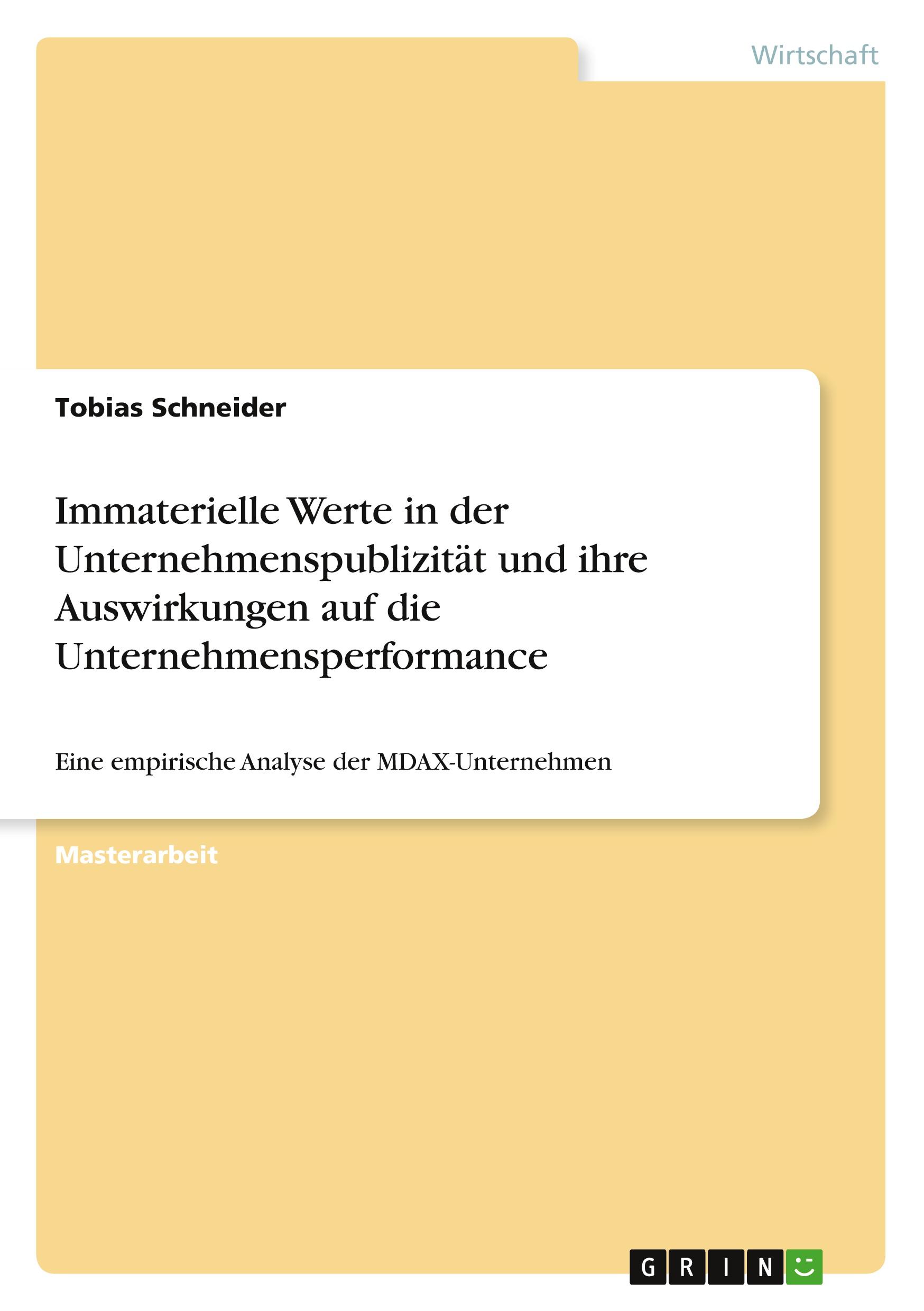 Vorderes Coverbild Immaterielle Werte in der Unternehmenspublizität und ihre Auswirkungen auf die Unternehmensperformance