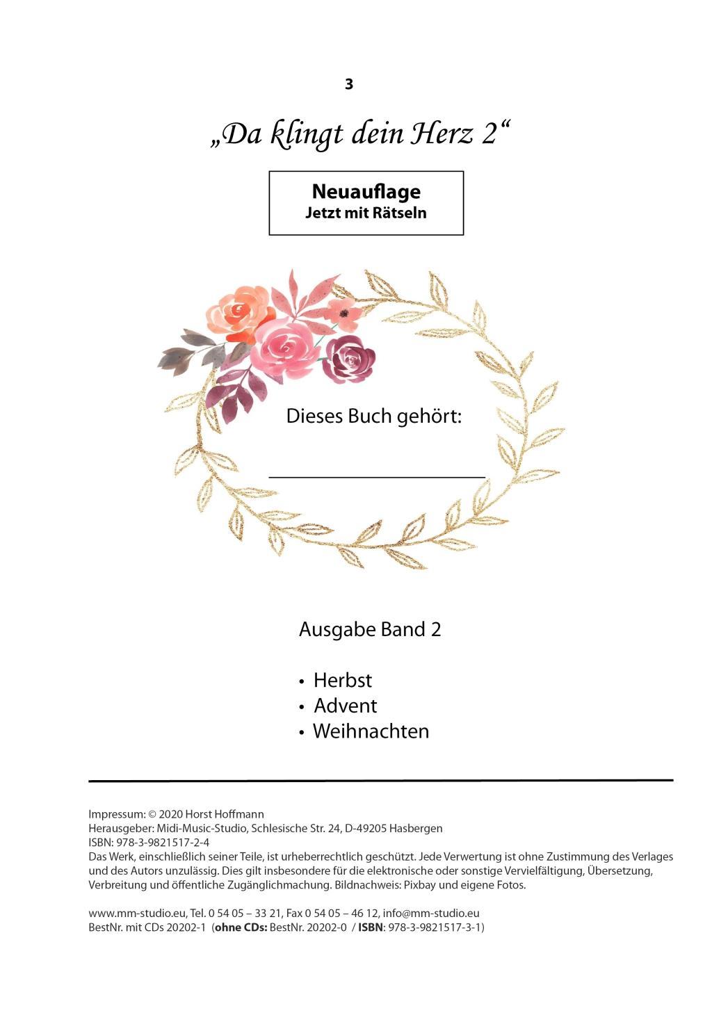 Beispielinhalt (Bild) Da klingt dein Herz 2 (inkl. 2 Begleit-CDs)