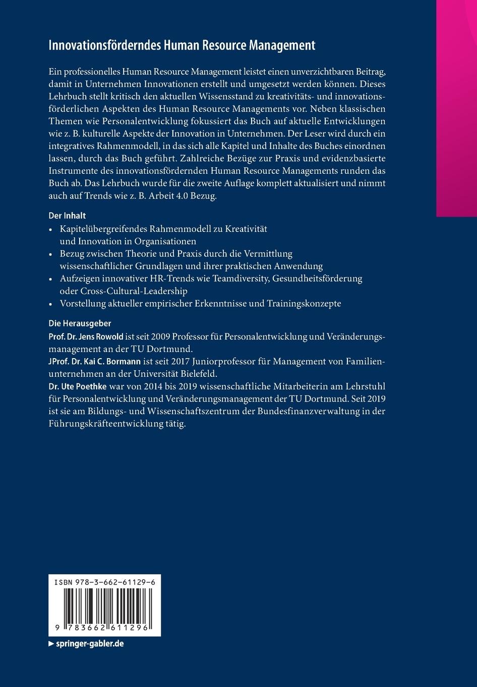 Rückseitencover Innovationsförderndes Human Resource Management