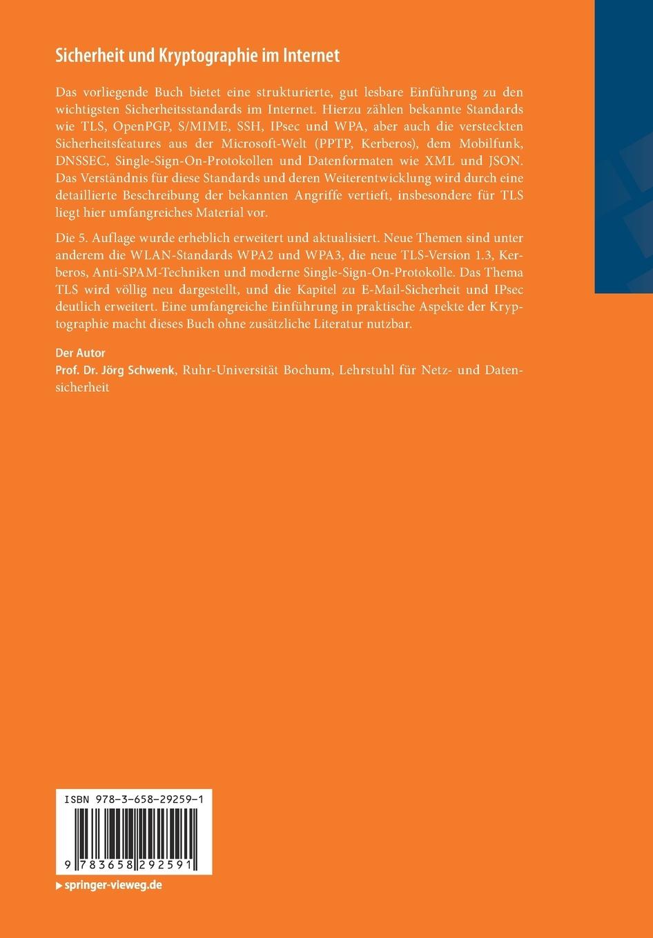 Rückseitencover Sicherheit und Kryptographie im Internet