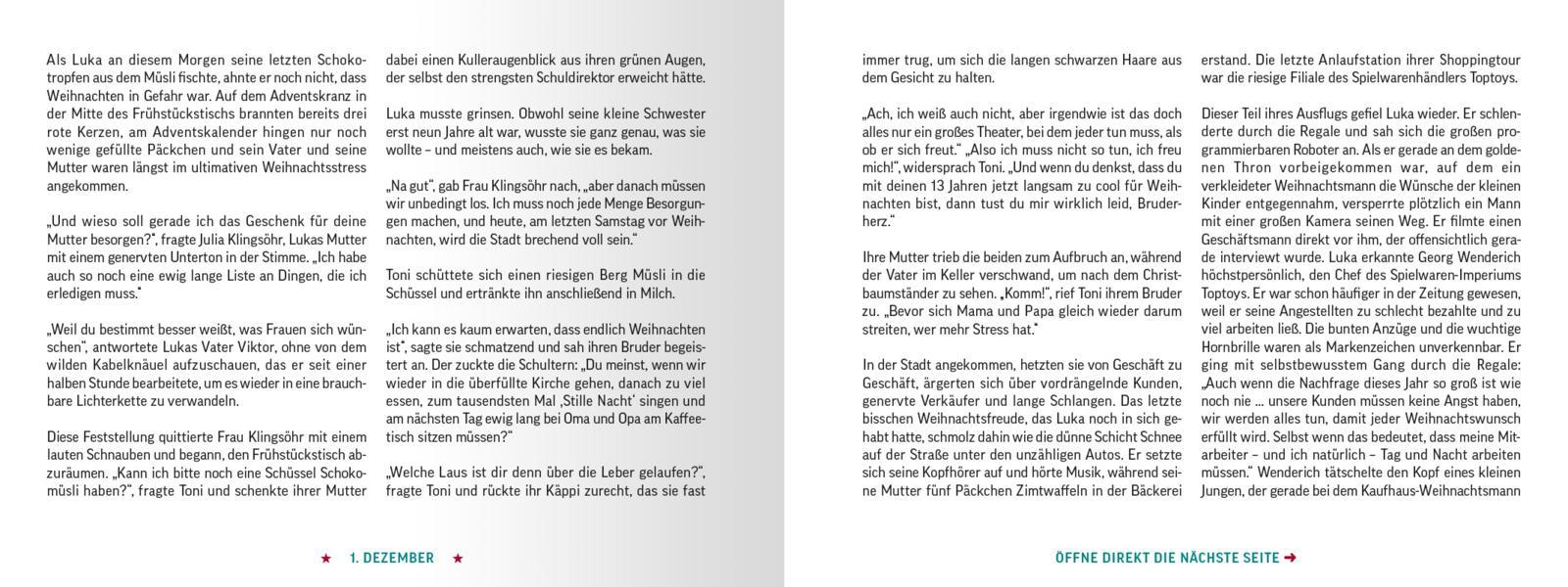 Beispielinhalt (Bild) Escape Room Adventskalender. Die drei unheimlichen Geschenke