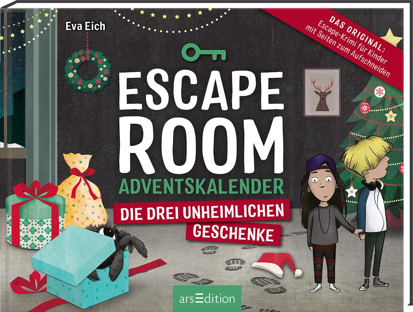 Vorderes Coverbild Escape Room Adventskalender. Die drei unheimlichen Geschenke