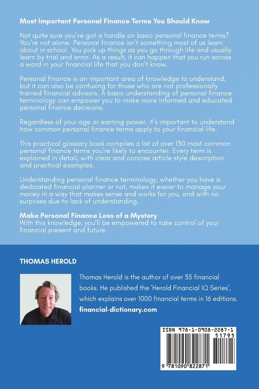Rückseitencover Personal Finance Terms - Financial Education Is Your Best Investment