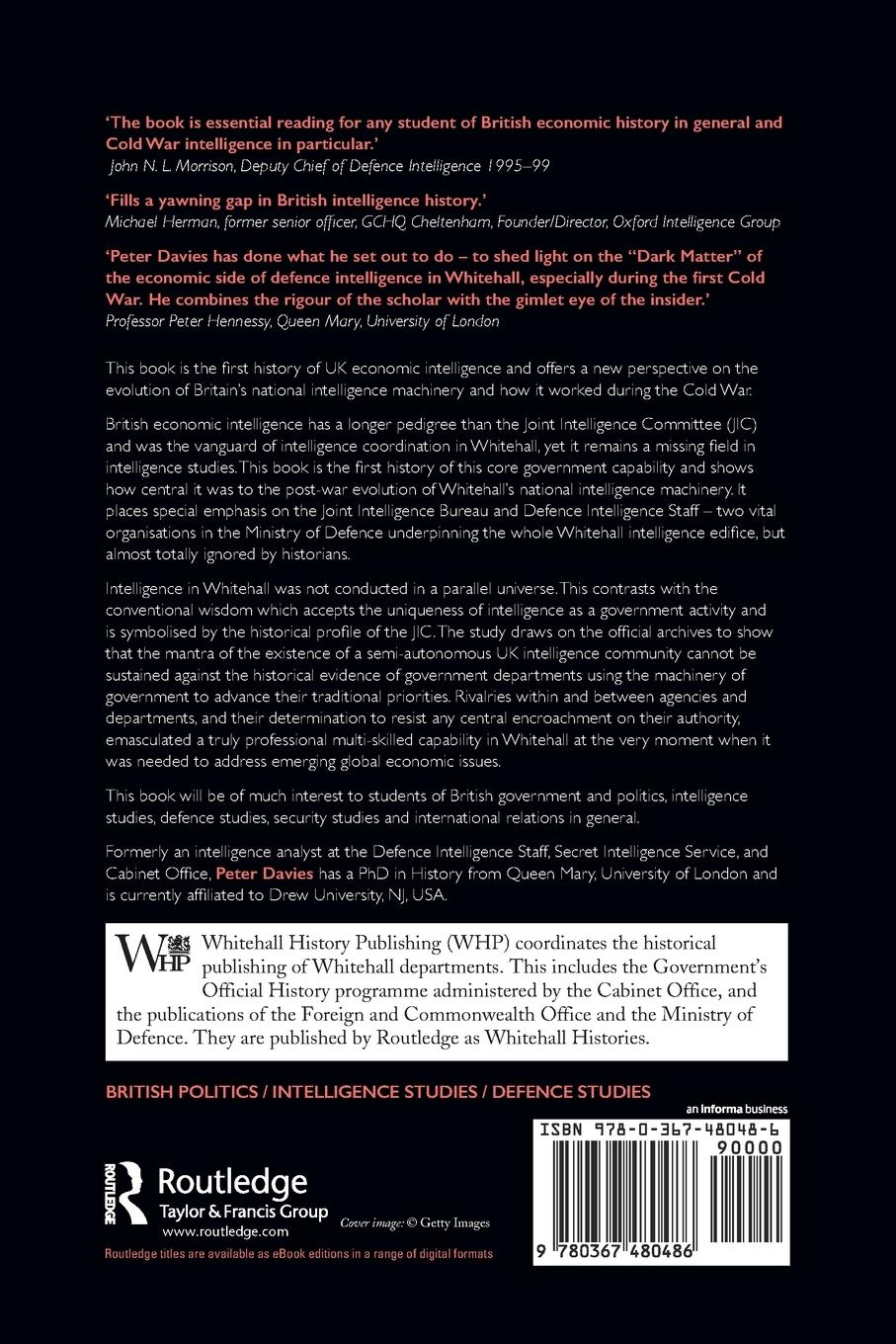 Rückseitencover The Authorised History of British Defence Economic Intelligence