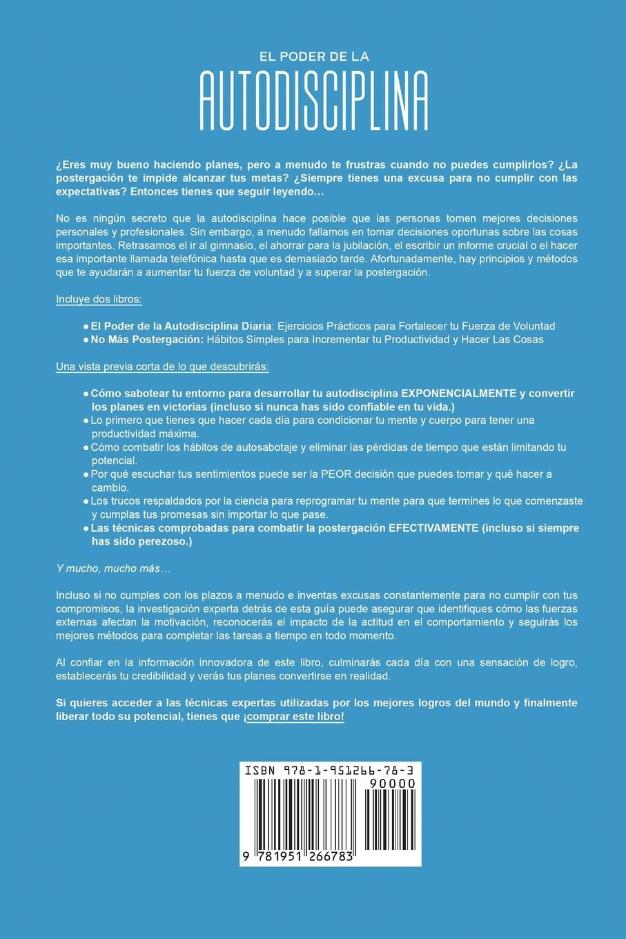 Rückseitencover EL PODER DE LA AUTODISCIPLINA Y NO MÁS  PROCRASTINACIÓN