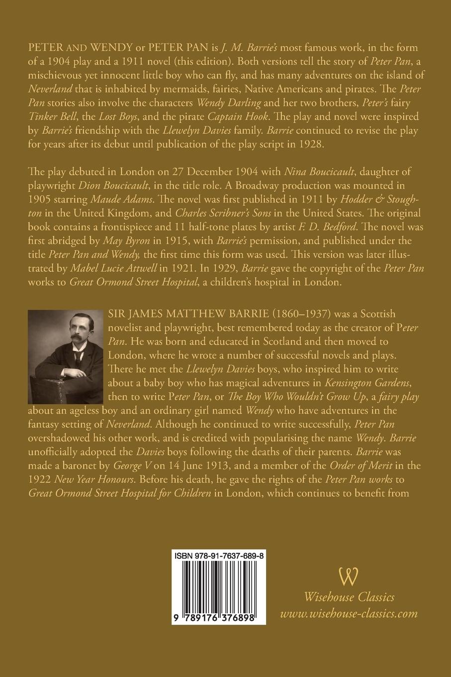 Rückseitencover Peter and Wendy or Peter Pan (Wisehouse Classics Anniversary Edition of 1911 - with 13 original illustrations)