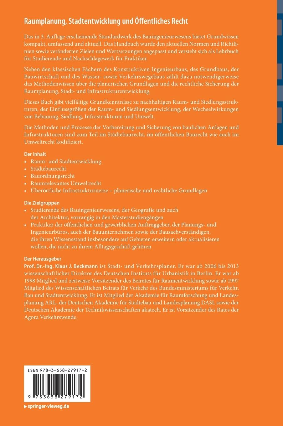 Rückseitencover Raumplanung, Stadtentwicklung und Öffentliches Recht