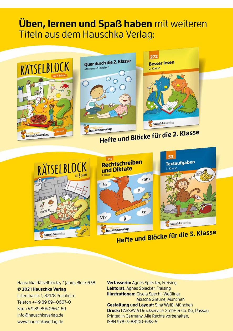 Beispielinhalt (Bild) Rätselblock ab 7 Jahre - Band 2